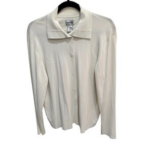 Chico's Vintage West Palm Cardigan in Optic White Size 3 NWT Resort wear